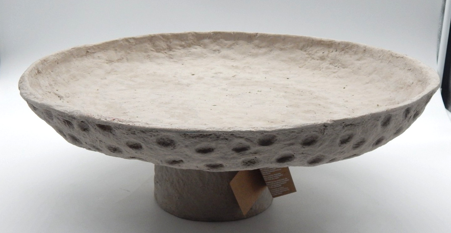 Crate & Barrel Oaxaca Taupe Paper Cotton Mache Centerpiece Bowl 18&Prime; New With Tag