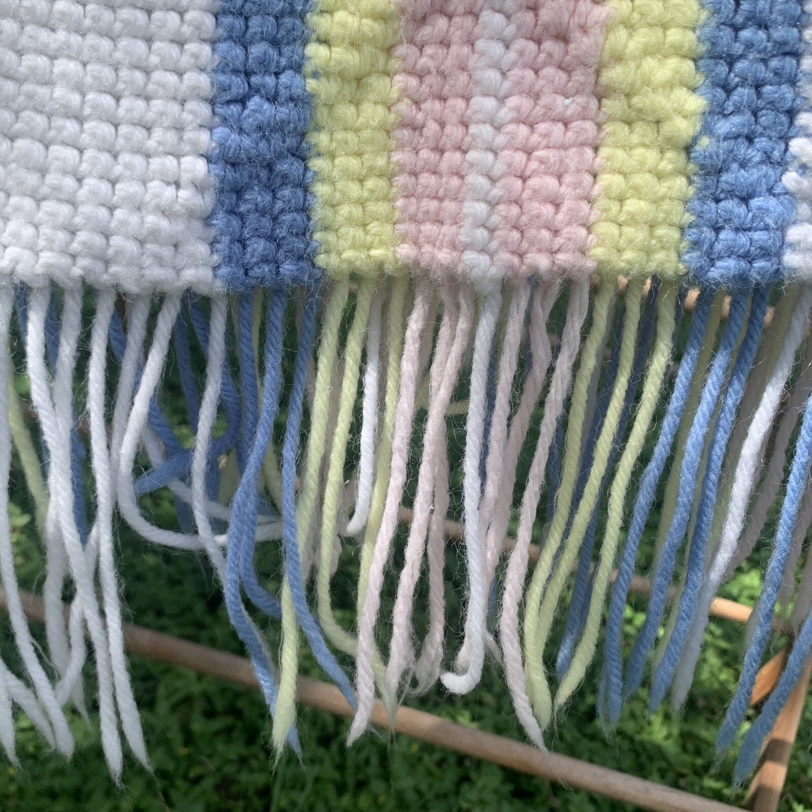Afghan Handmade Crochet Throw Lap Baby Unisex 34” x 42” VTG