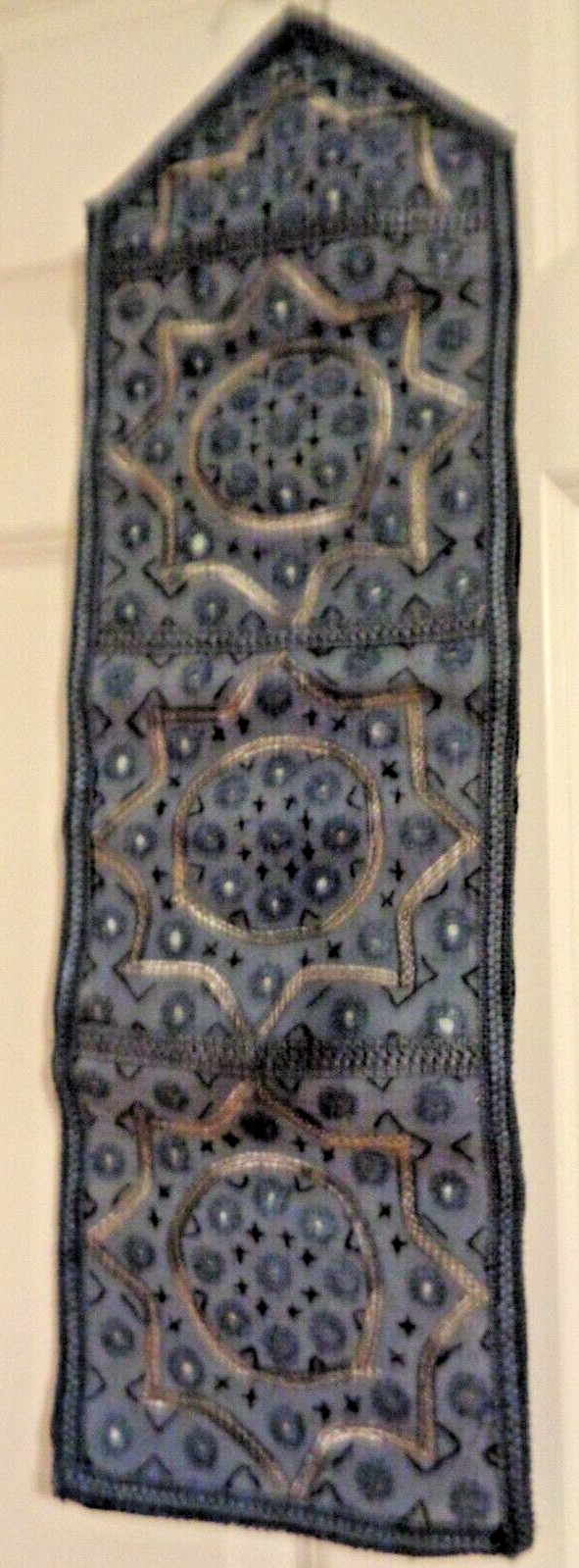 Handmade Indian/Pakistani Mirror Embroidery 3 slots Letter Holder Wall Hanging