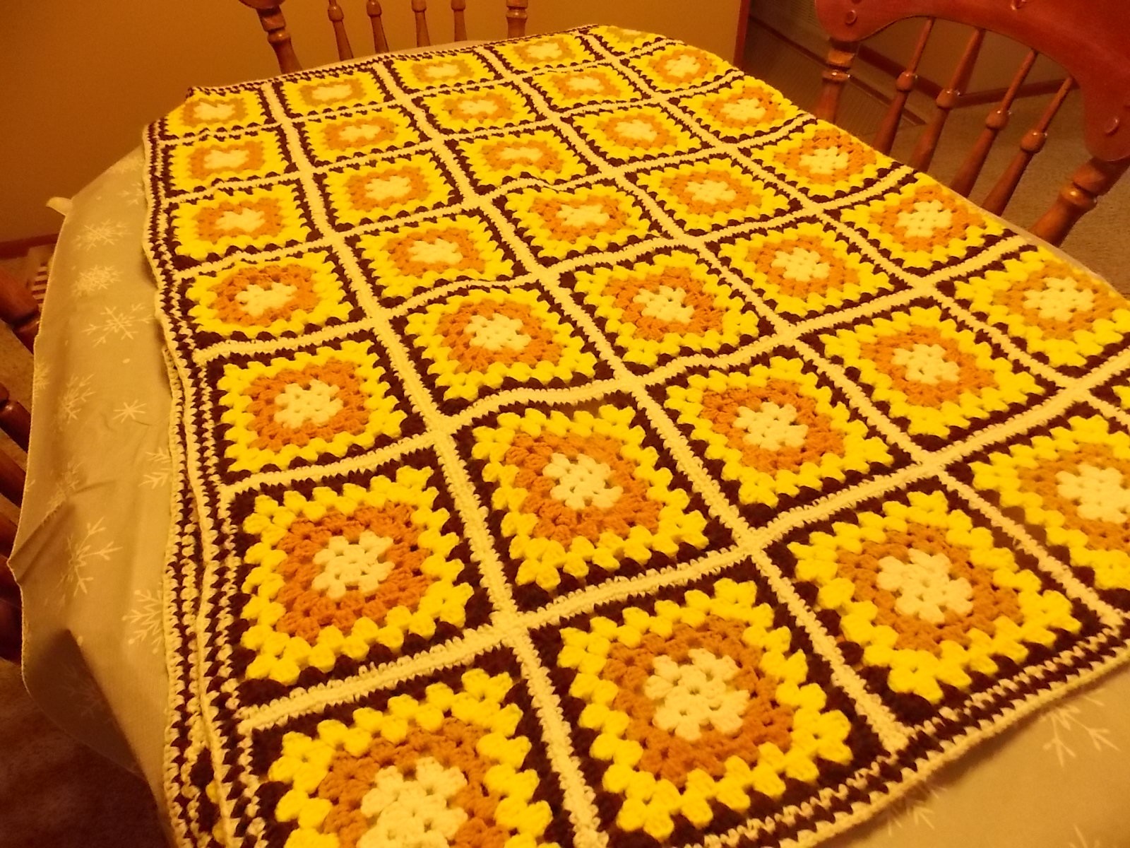 Homemade Large Granny Square Afghan – Clean/Never Used