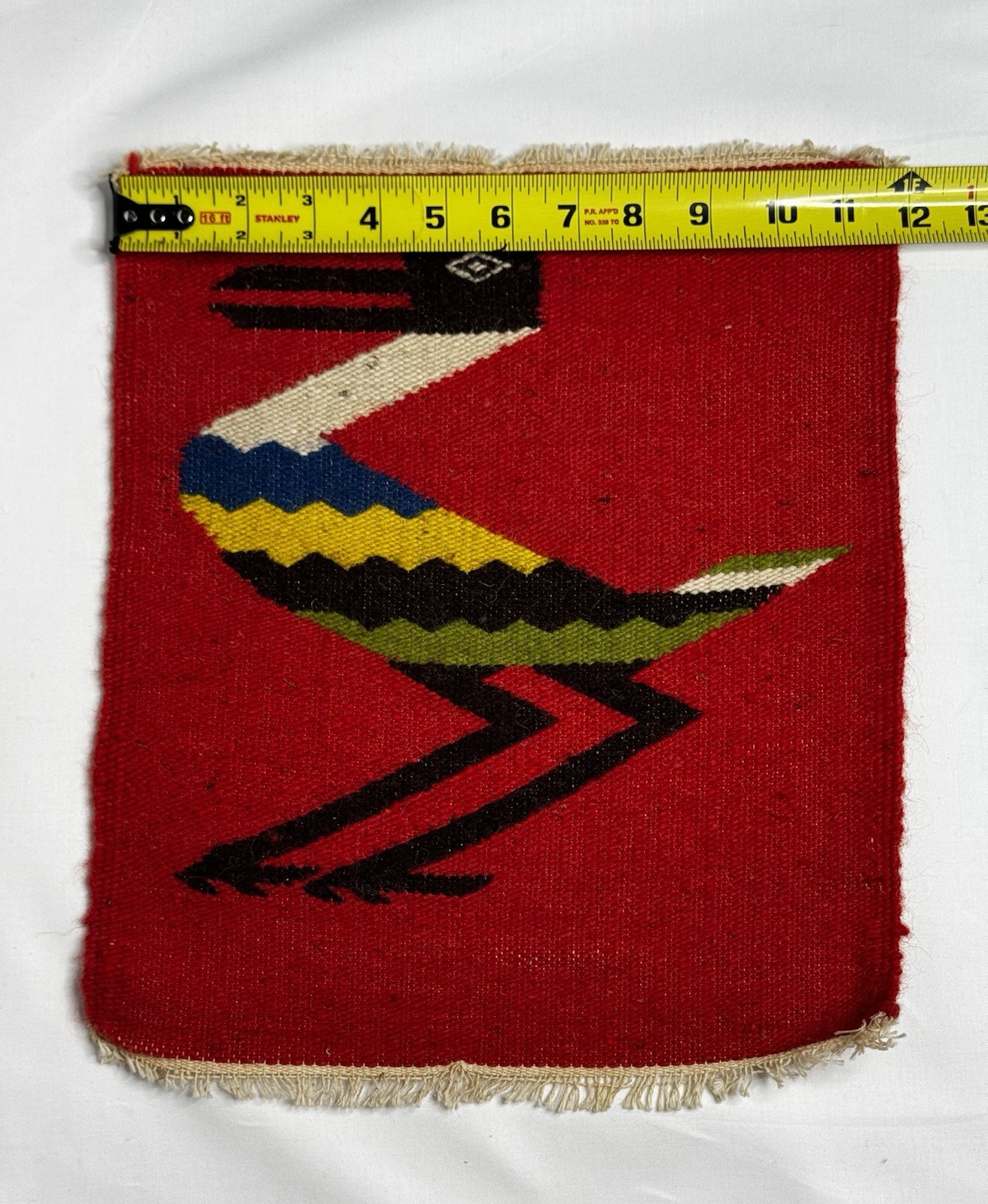 VTG Native Handwoven Wool Bird Tapestry Multicolor Feathered Folk Art Textile