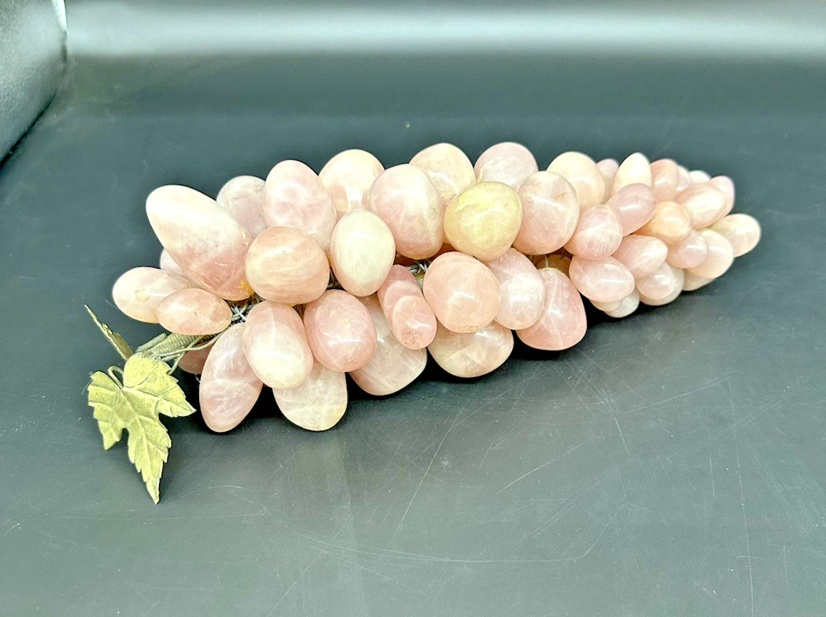 Grape Vine Rose Quartz Agate Gem Polished Stone Home Decor 11.5
