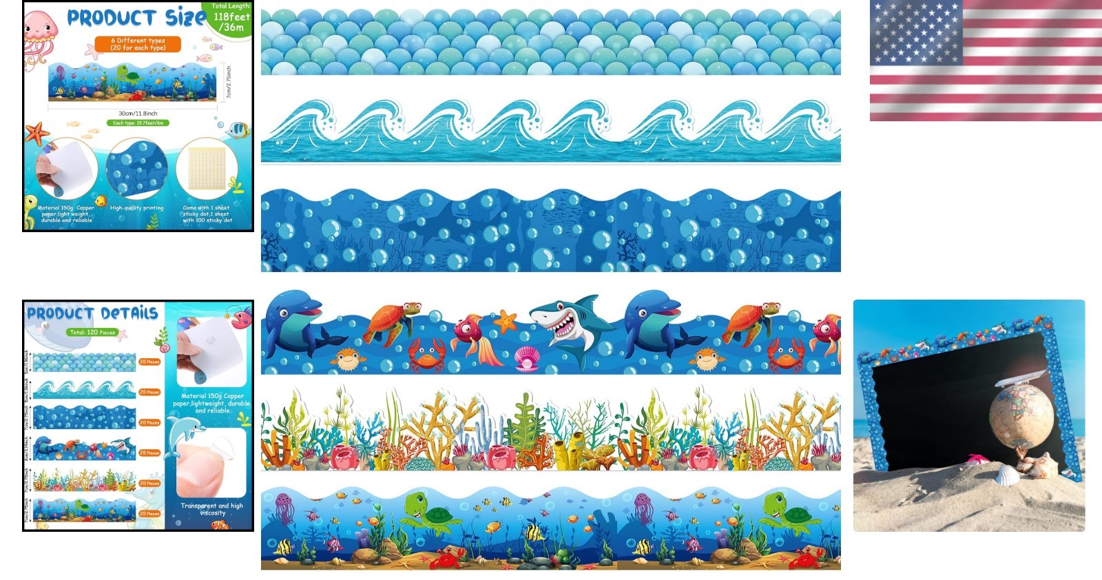 Versatile 118ft Classroom Border Set – Colorful Ocean Theme for All Occasions
