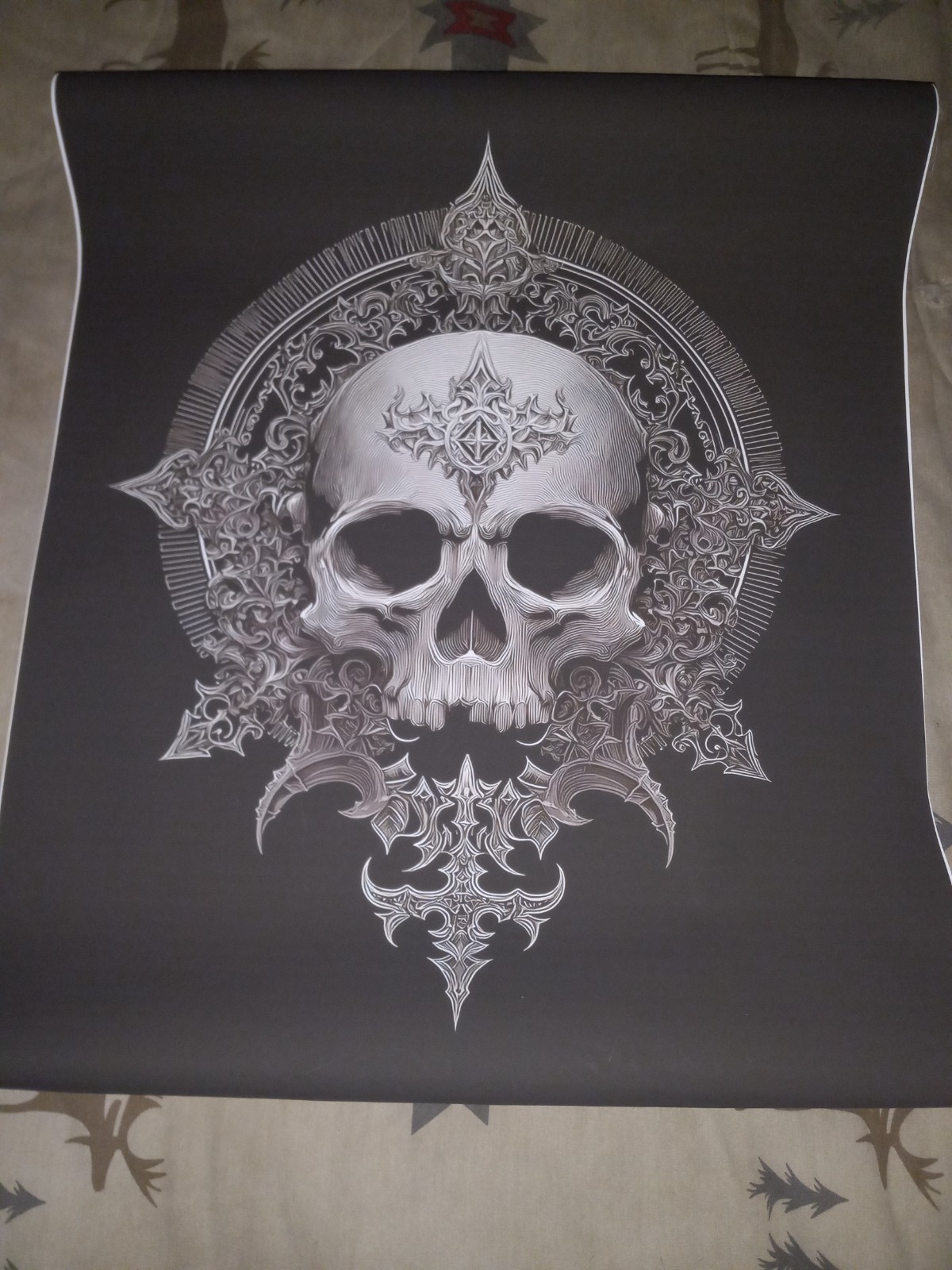 Spooky Creepy Gothic Dark Fantasy Human Skull – Canvas Print 31.5&Prime; by 22