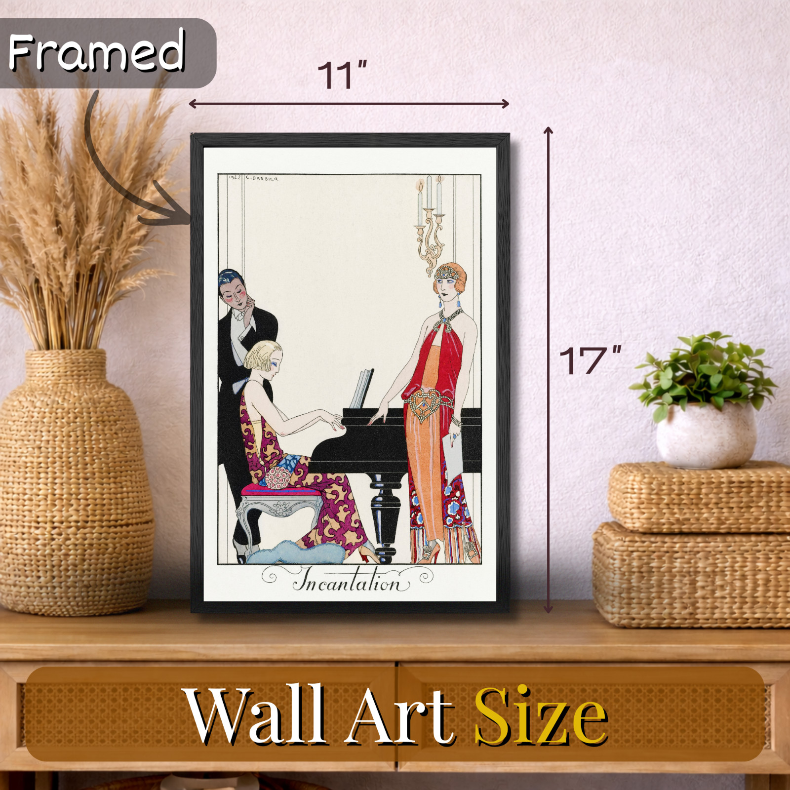 Georges Barbier Incantation Poster Framed 11×17 – Art Deco 1920s Vintage Fashion
