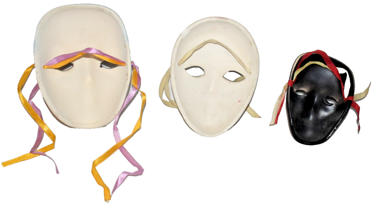 Lot of 12 Vintage Decorative Hand Painted Ceramic Mardi Gras Masquerade Masks