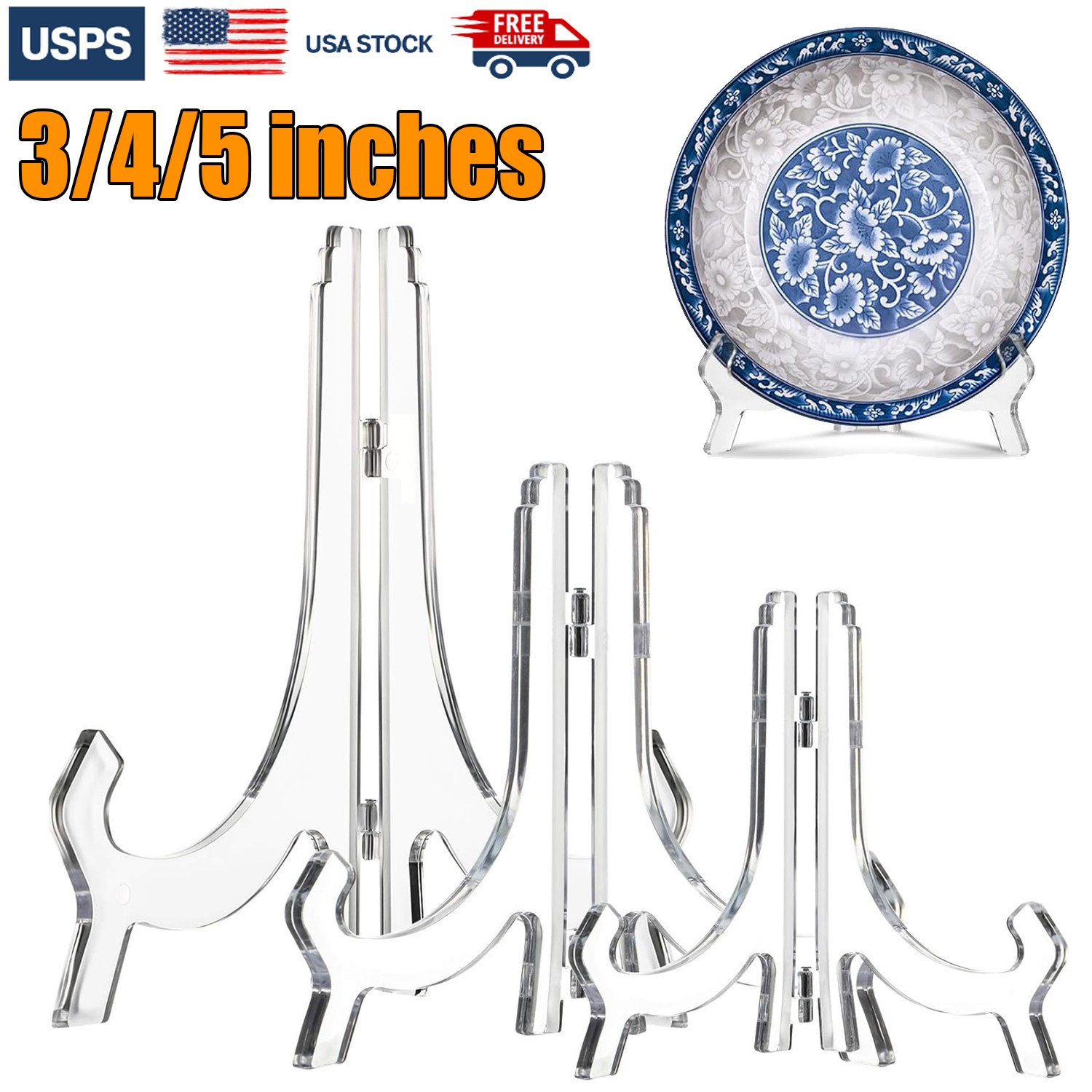 6× Acrylic Easel Stand Display Stand Plate Holder for Display Photo 3 Size USA