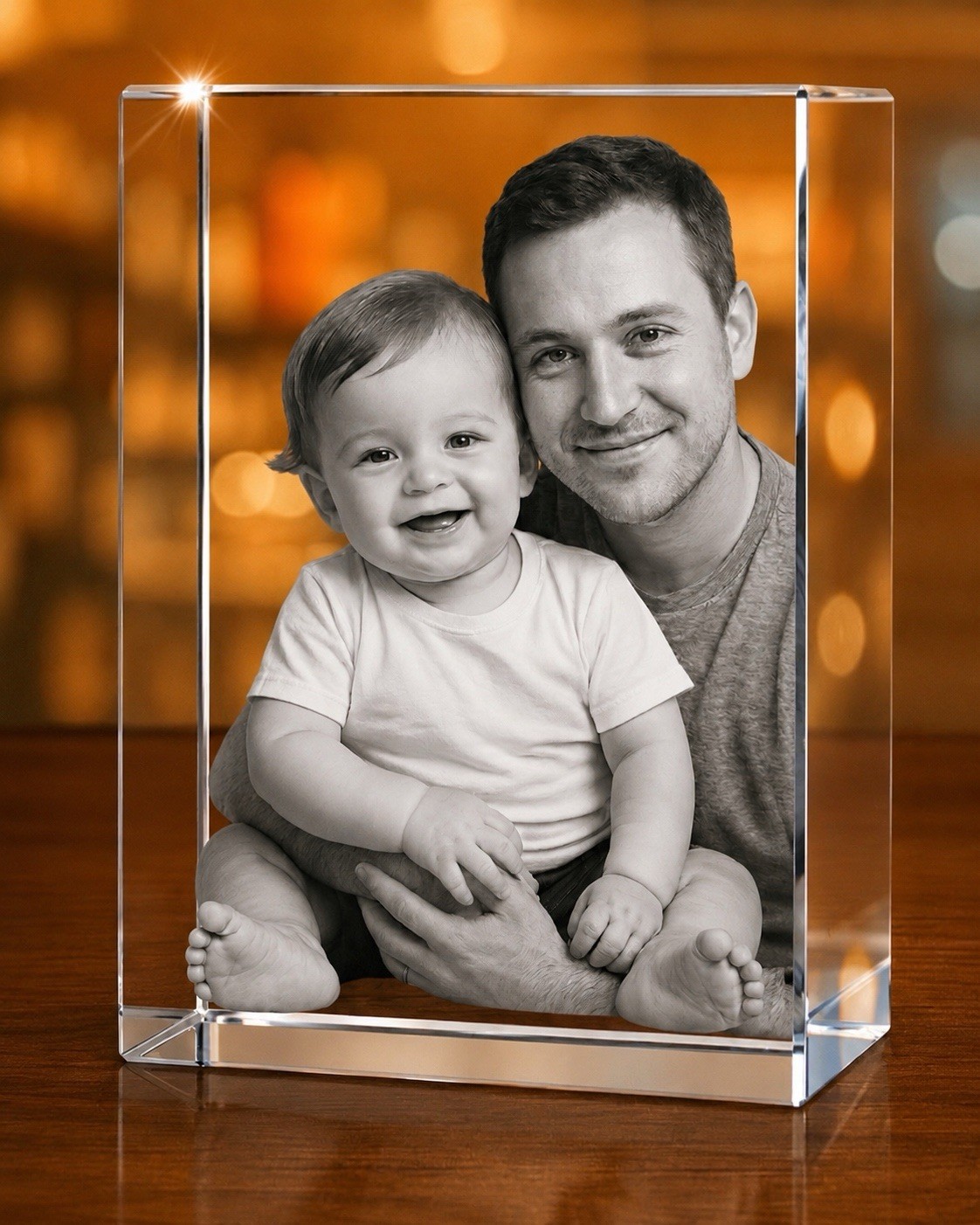 Custom 3D Crystal Photo Gift for Mom Dad Personalized Engraved Father’s Day