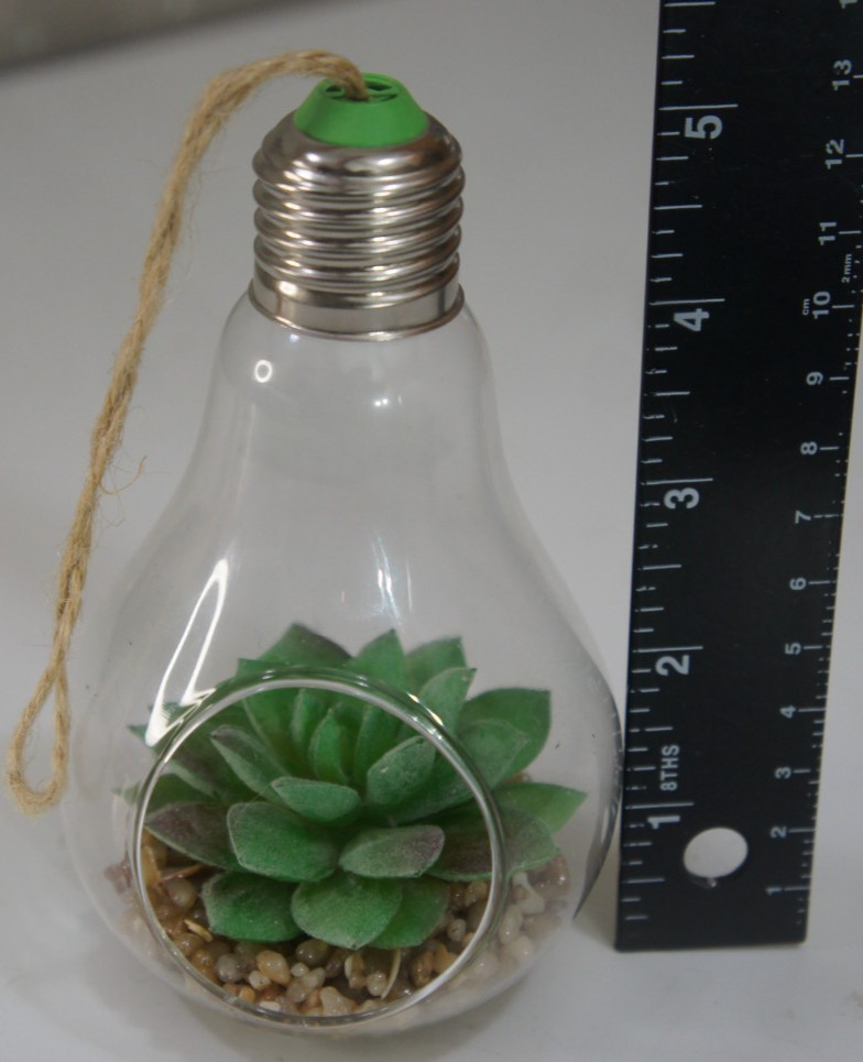 Faux Floral Garden Terrarium Clear Light Bulb Hanging Succulent Planter