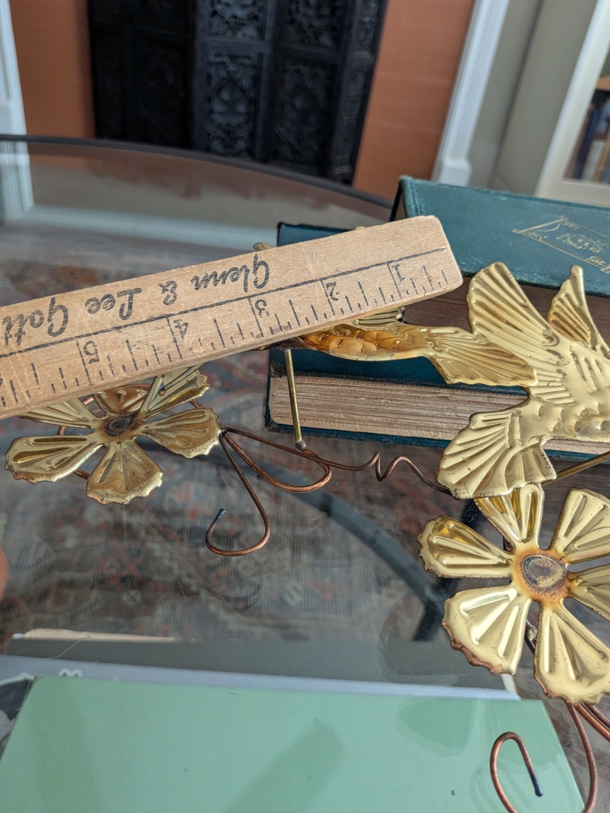 2 Vtg Homco Wall Hanging Art in Gold Tone Metal 3D Hummingbird & Flower Bird Set