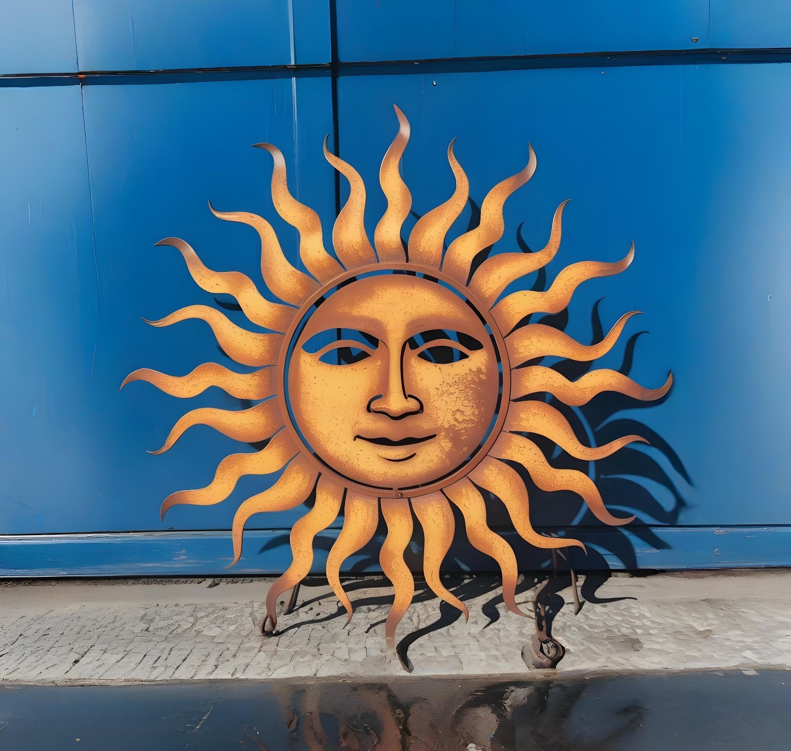 Sun Face Metal Wall Art, Rustic Sunburst Decor, Patio Garden Accent
