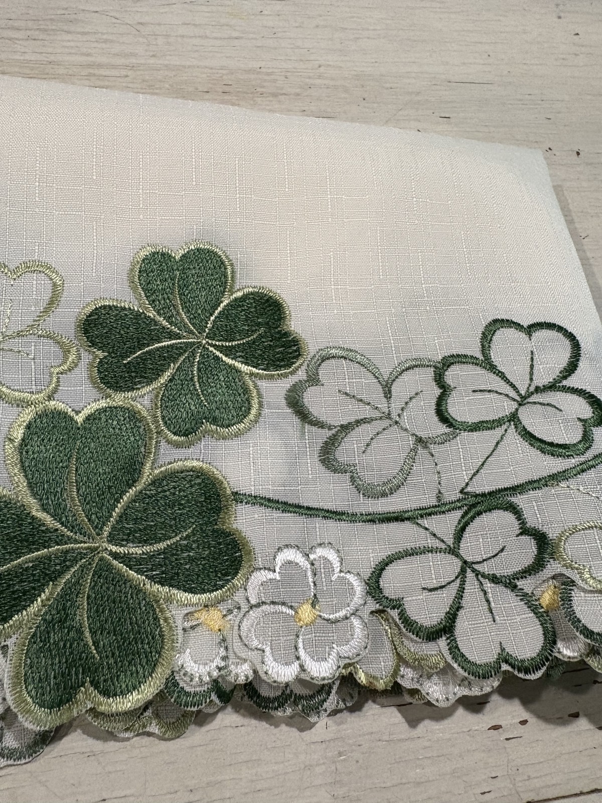 Ridgefield Home Table Runner Shamrock Embroidered Clover Decor 70in St Patrick&rsquo;s