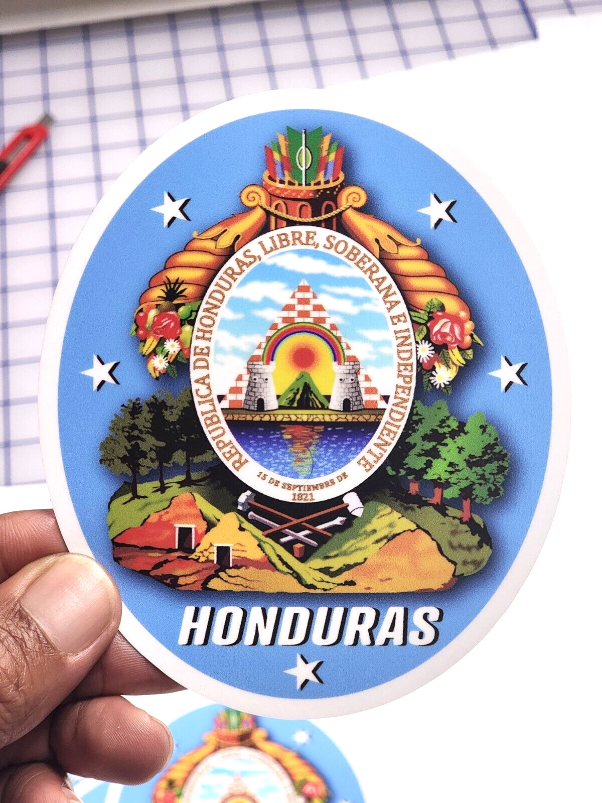 Honduras Weatherproof Glossy Decal. 4.75×4.0 inches