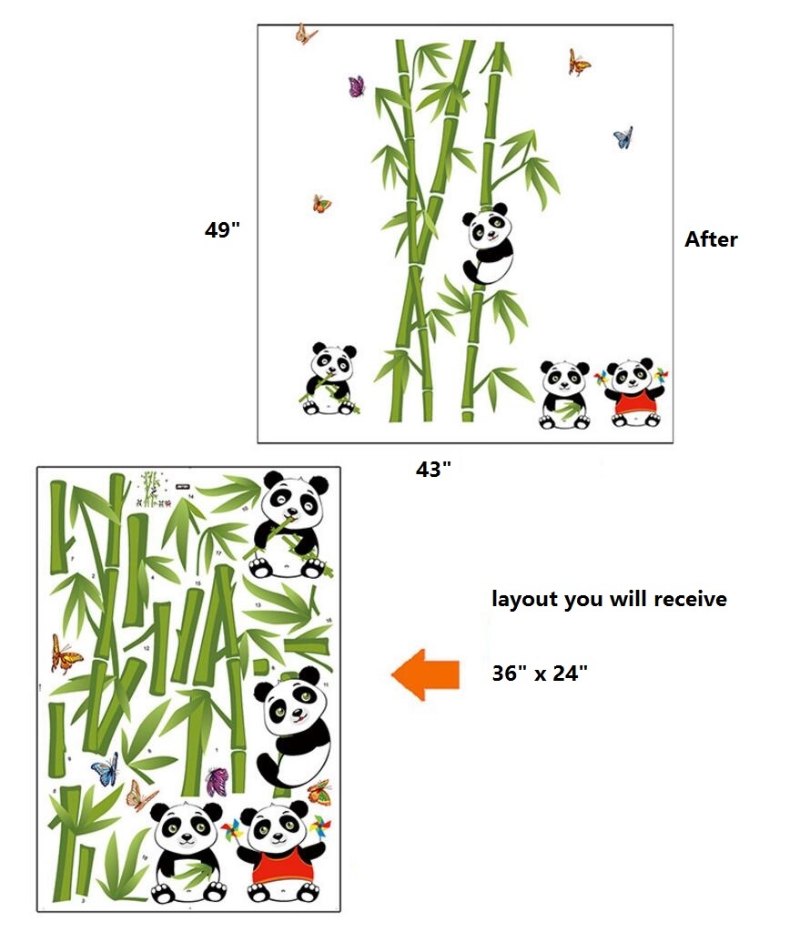Lovely Panda Bamboo Pattern Removable Wall Stickers Decal Kids Home Decor USA