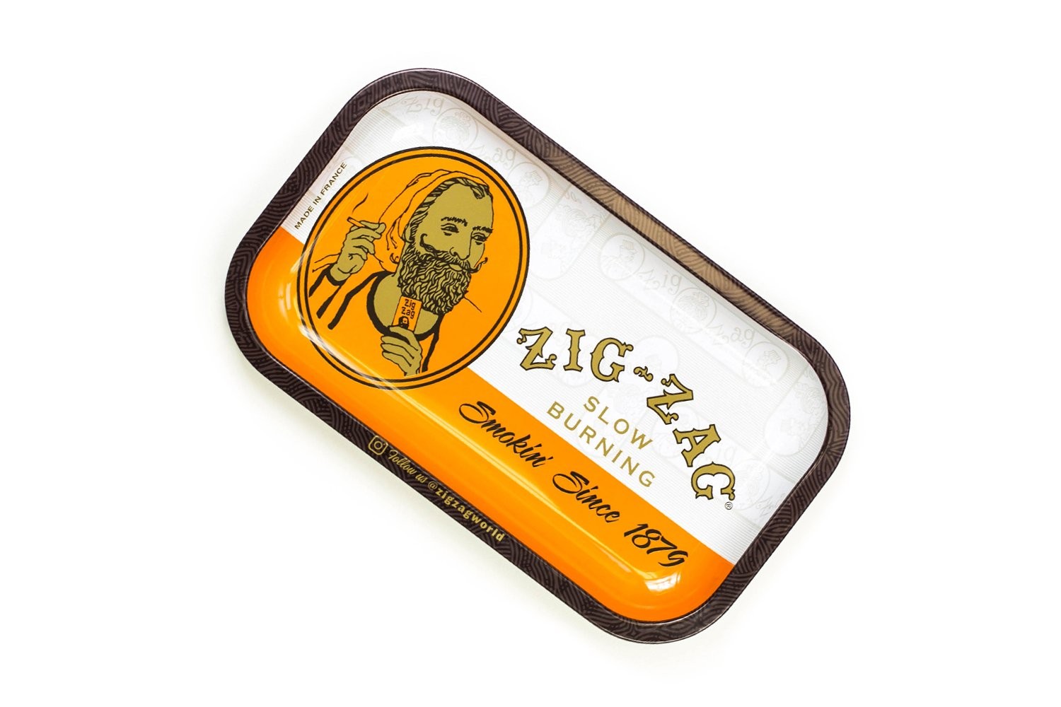 Metal Rolling Paper Tray Small 10.75&Prime; x 6.5&Prime; Classic Orange Elegant Design