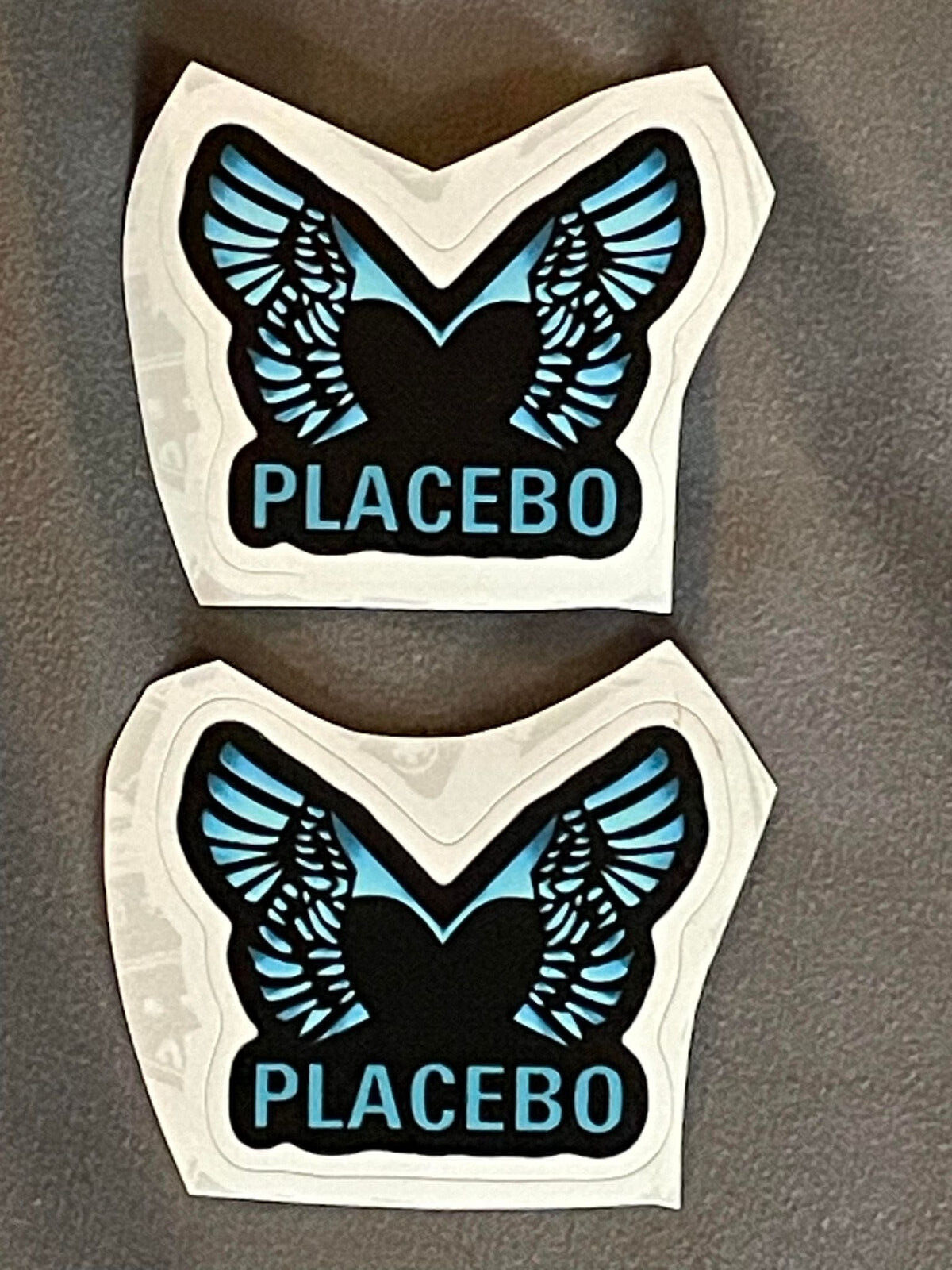 Lot of 2 PLACEBO 1 1/2&Prime; x 2&Prime; Band Logo STICKERS Blue Black White FAST! FREE!