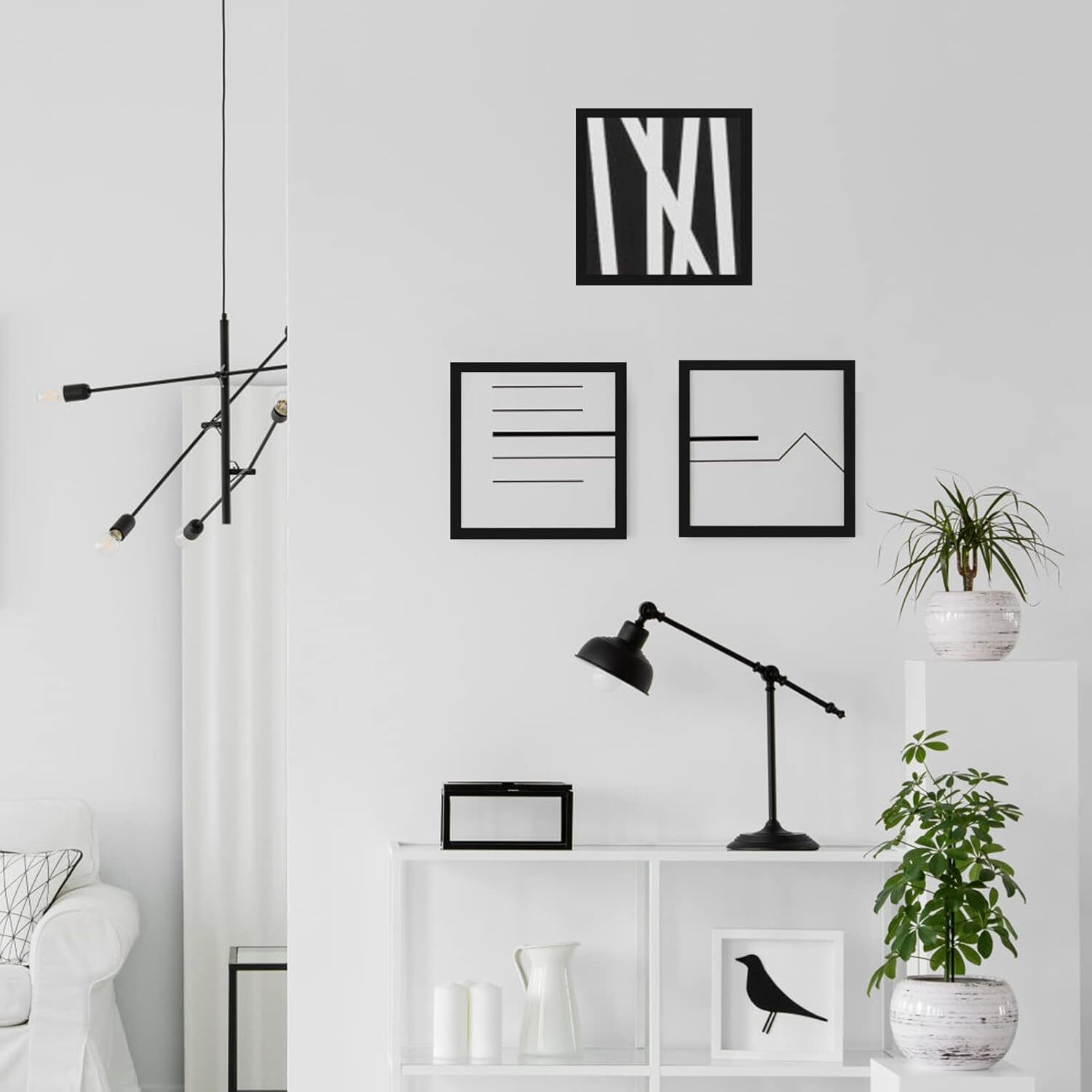10X10 Black Picture Frame, Tabletop and Wall Mounting, Decoration for Photos, Pa