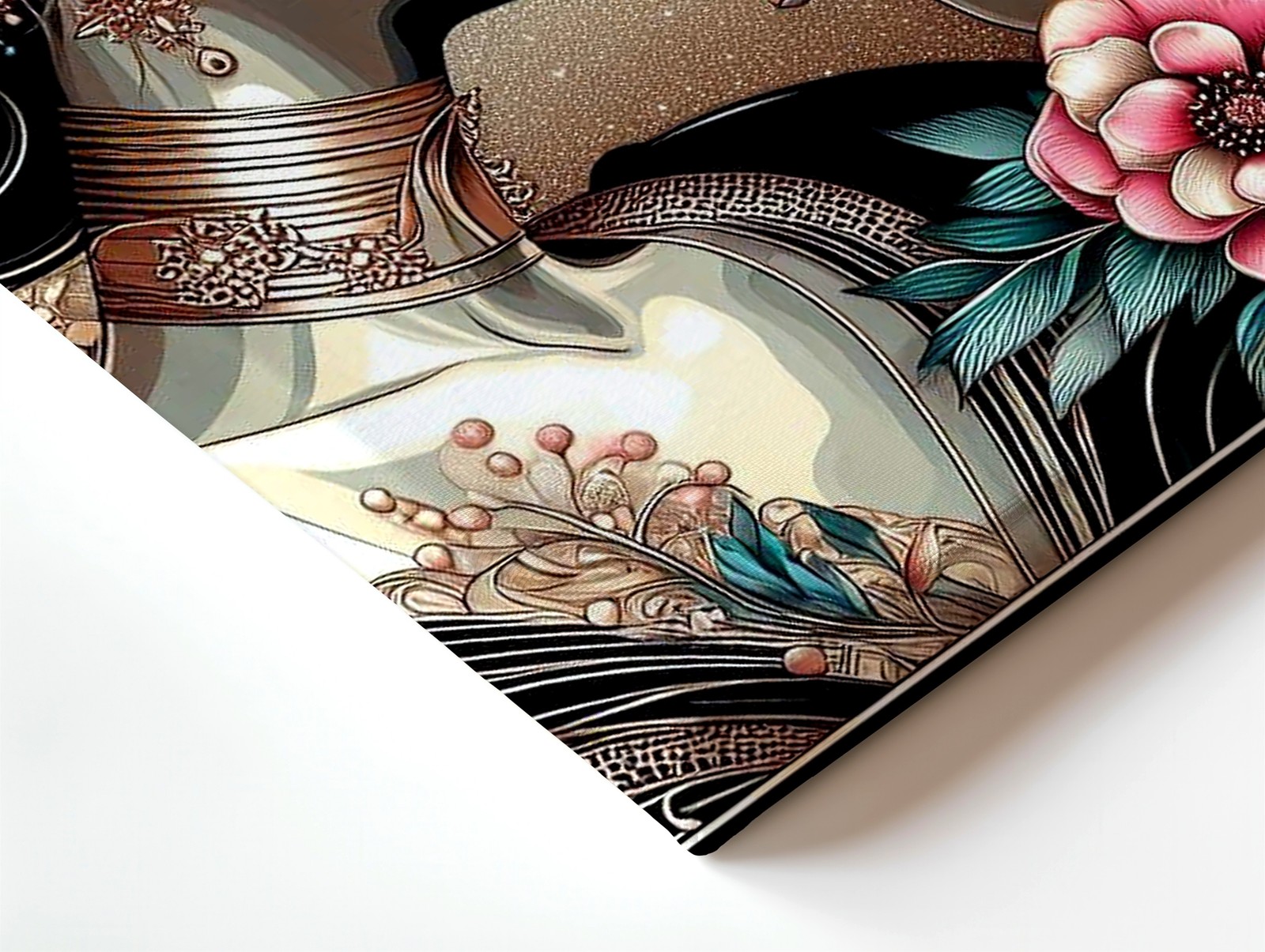 Wall Art Art Nouveau Woman Floral Portrait with Hummingbirds Decorative Print