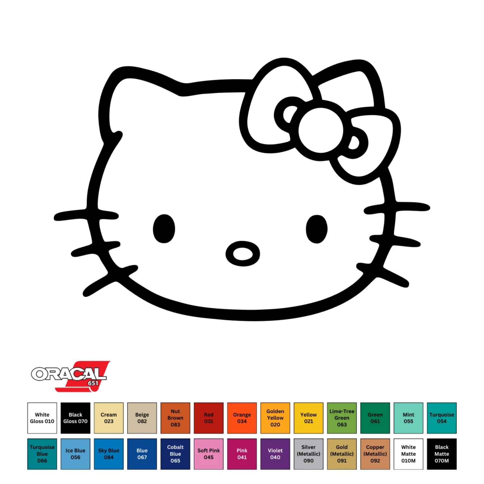 HELLO KITTY Outline Permanent Decal Oracal 651 3&Prime; to 12&Prime; CHOOSE SIZE & COLOR