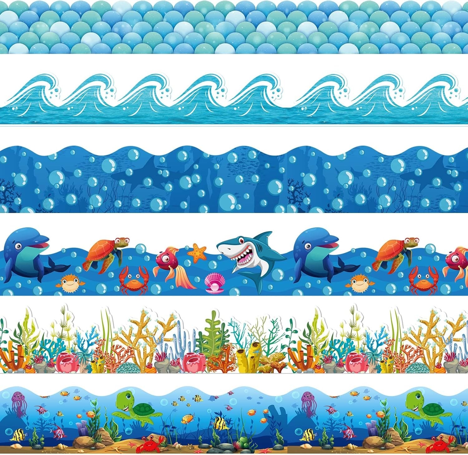 Versatile 118ft Classroom Border Set – Colorful Ocean Theme for All Occasions