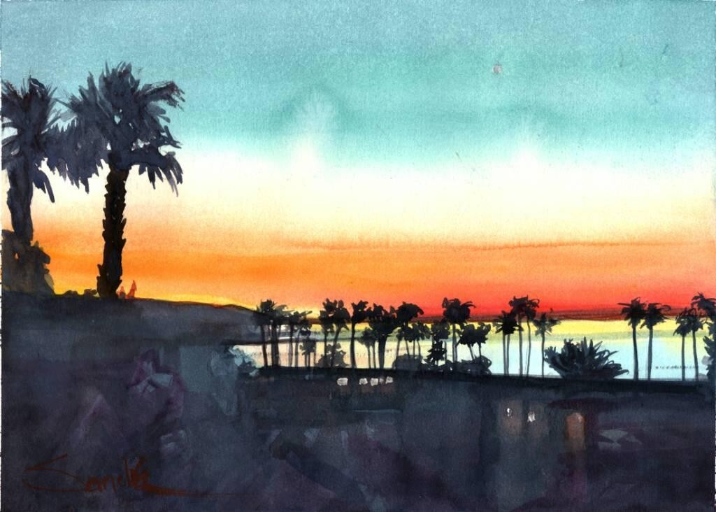 Corona del Mar I : SandraWatercolors™ California : Signed LE Print to Frame