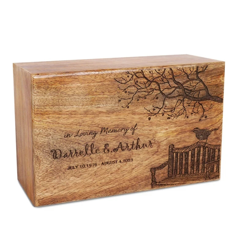 Wooden Cremation Urn for Adult Ashes | Tree of Life Box | Personalized Memorial