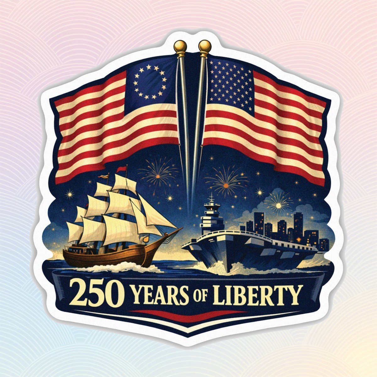 250th Anniversary of USA Decal 250 Years Of Liberty Patriotic Flag Decal Size 3&Prime;