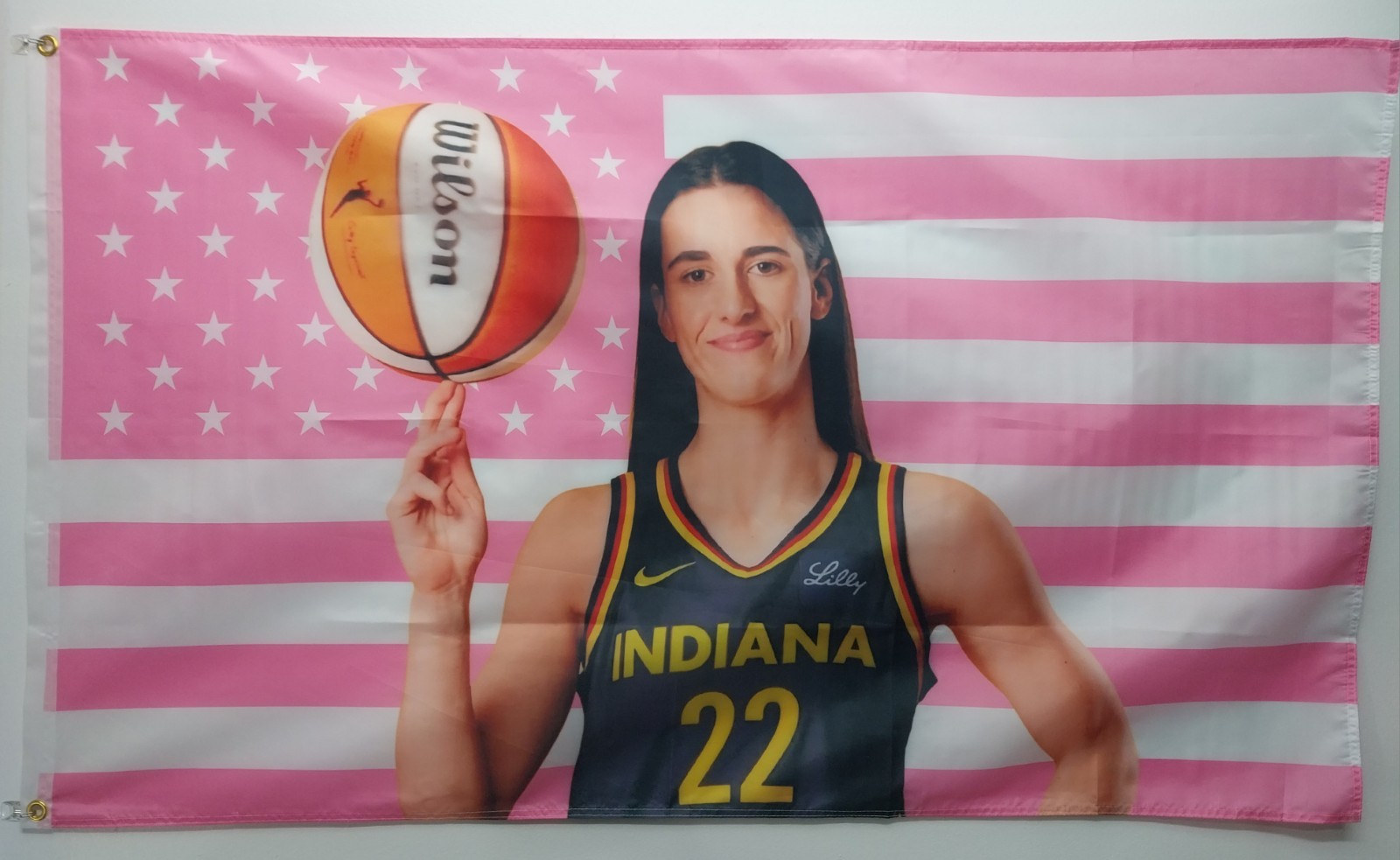 Indiana Fever Caitlin Clark 3×5 Foot Flag/Banner US Flag Background