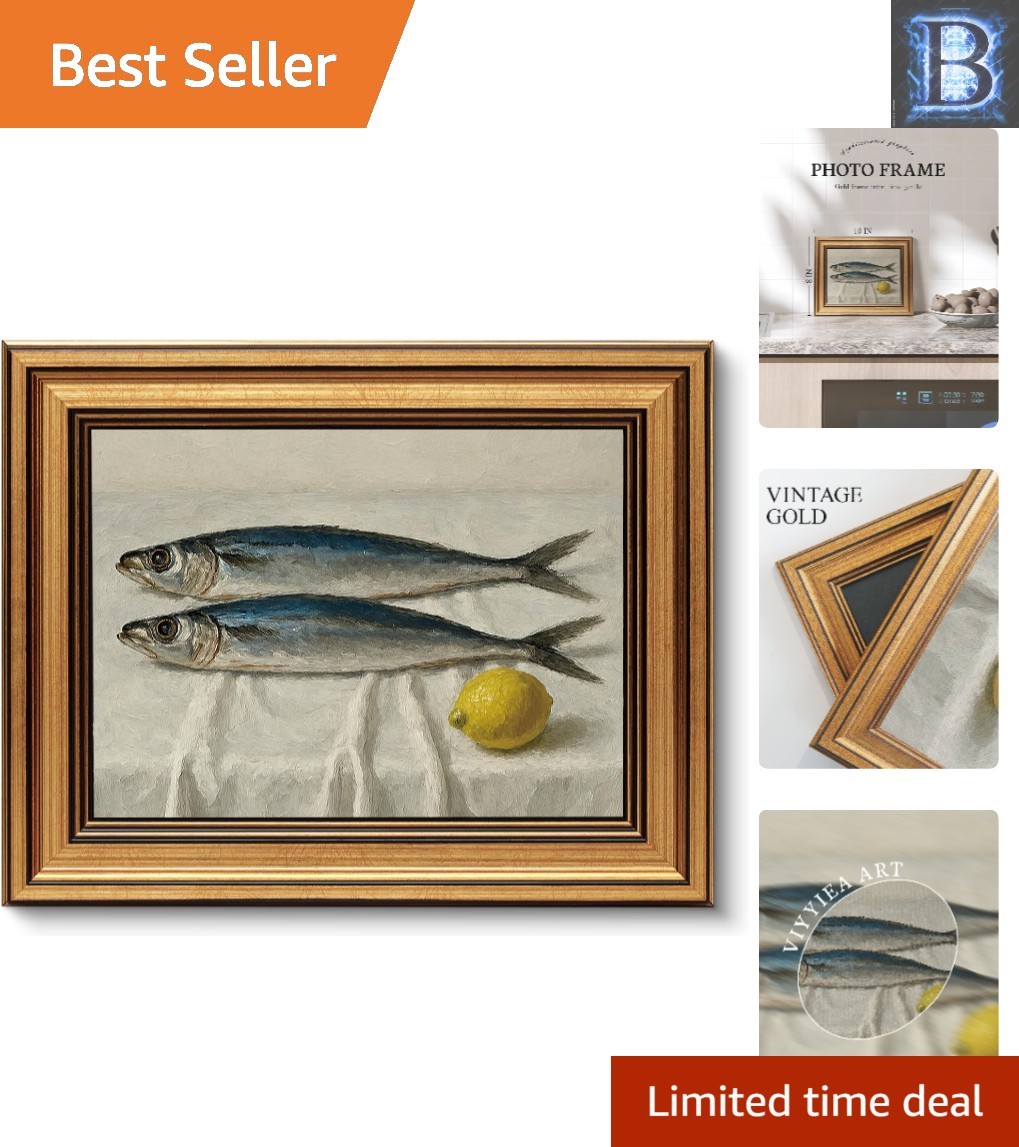 Salted Fish & Lemon Canvas Print – Vintage Gold Framed 10L x 8W Wall Art