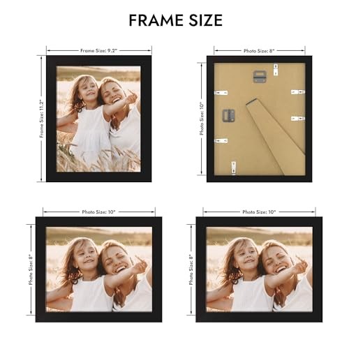 8×10 Picture Frame, Made of Real Glass and Wooden Frame, 8X10 in Black