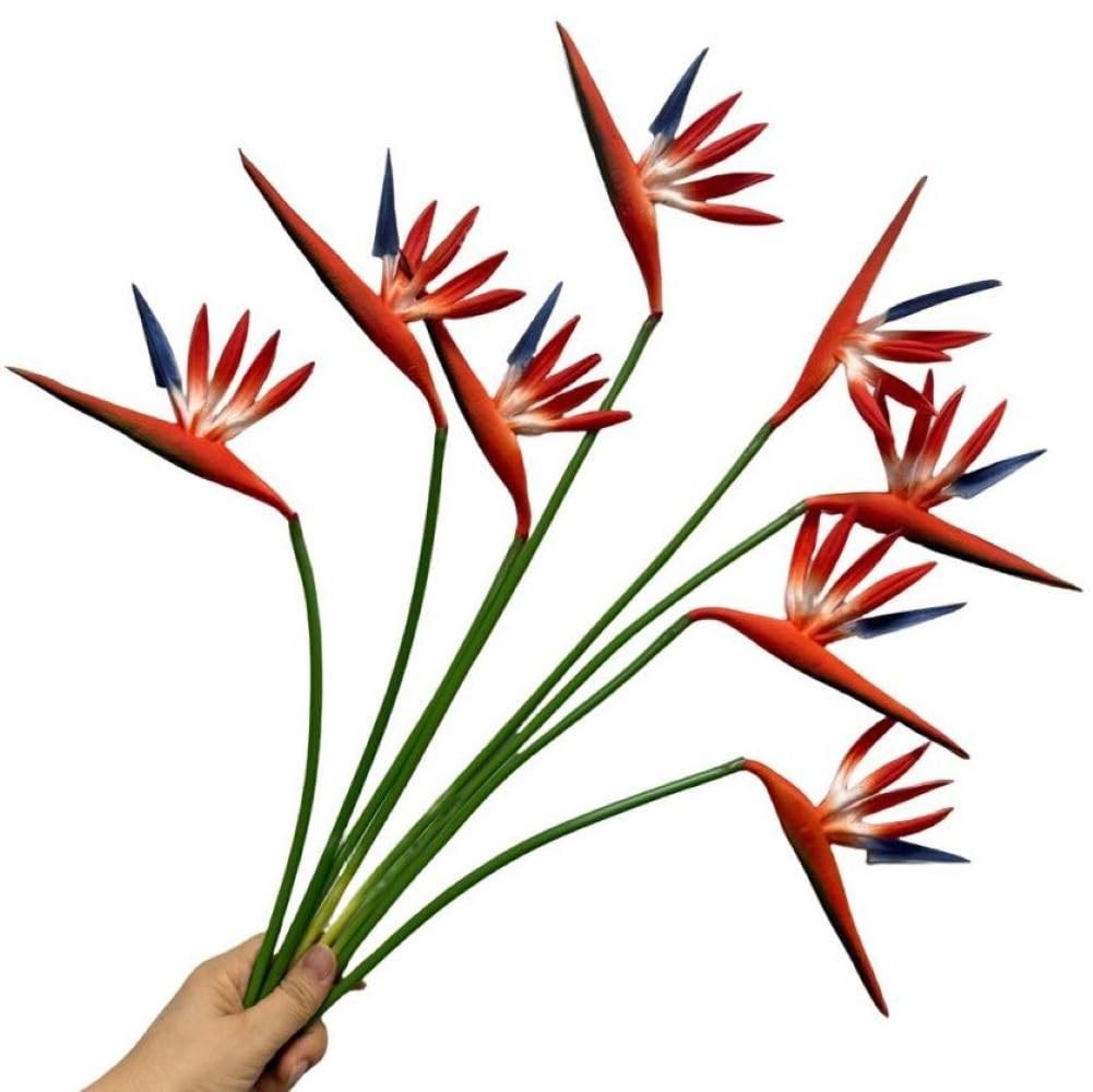 8 Pack 21-1/2 Inch Artificial Flowers Bird of Paradise, Green Plant for Home …