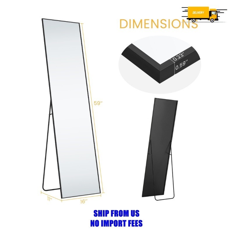 EDX Full Length Mirror 59&Prime;x16&Prime; Full Body Mirror Rectangle Free Standing Wall Mou