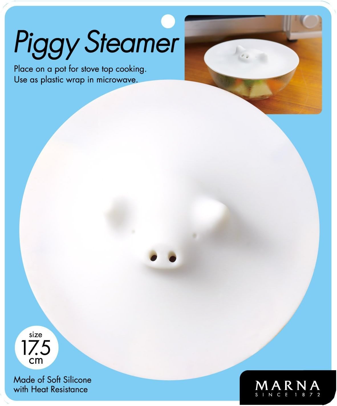 Marna White Piggy Steamer – Multipurpose Lid for Steaming, Covering, and Opening
