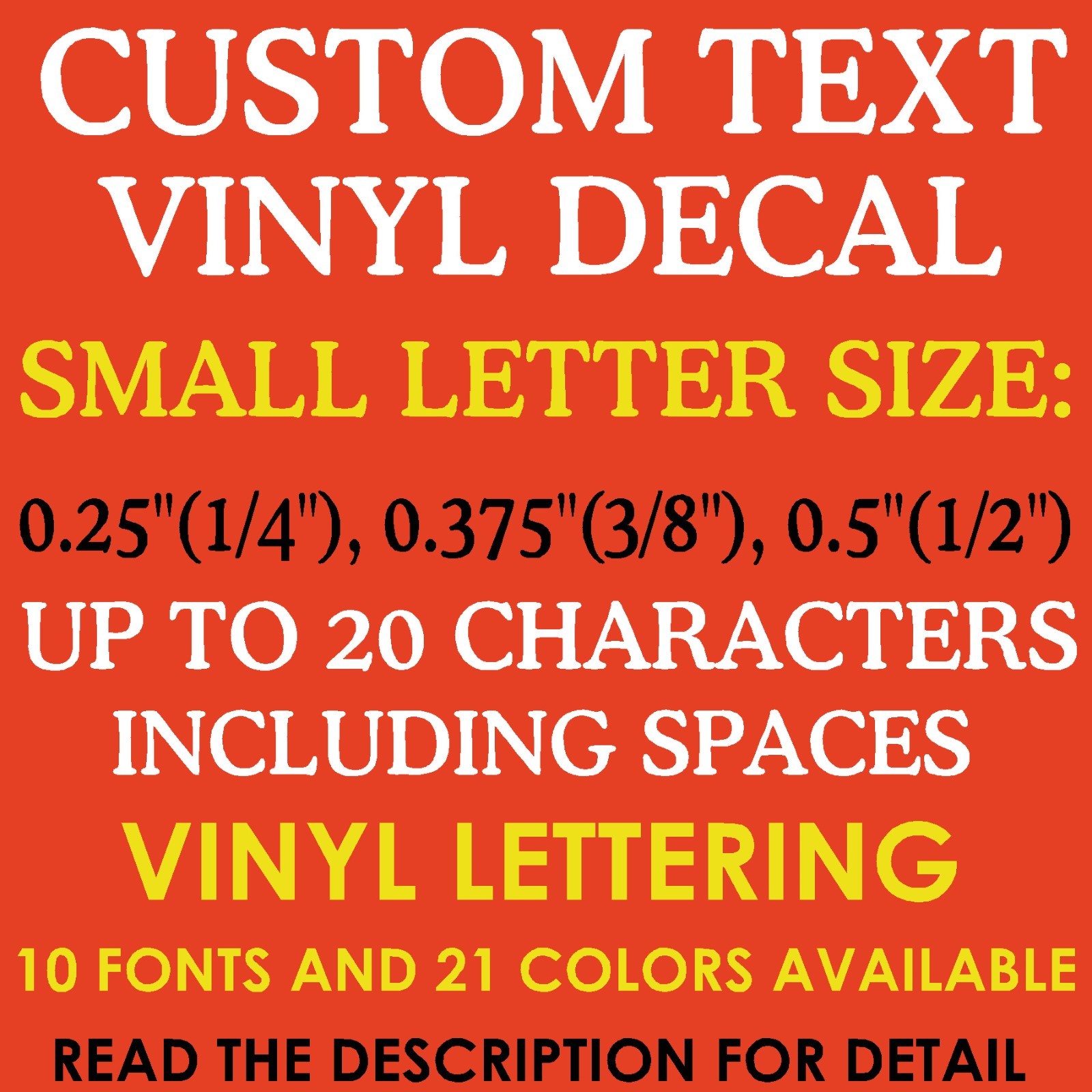 1/4&Prime; 3/8&Prime; 1/2&Prime; 0.25&Prime; 0.375&Prime; 0.5&Prime; CUSTOM Vinyl Decal Toy Model RC Name Number