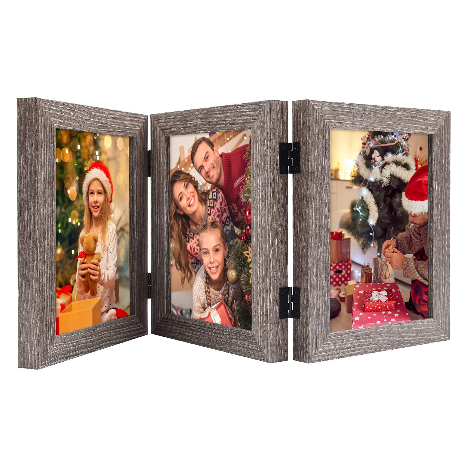 4×6 5×7 Trifold Picture Frame Hinged Photo Three Folding Frames Vertical Desktop