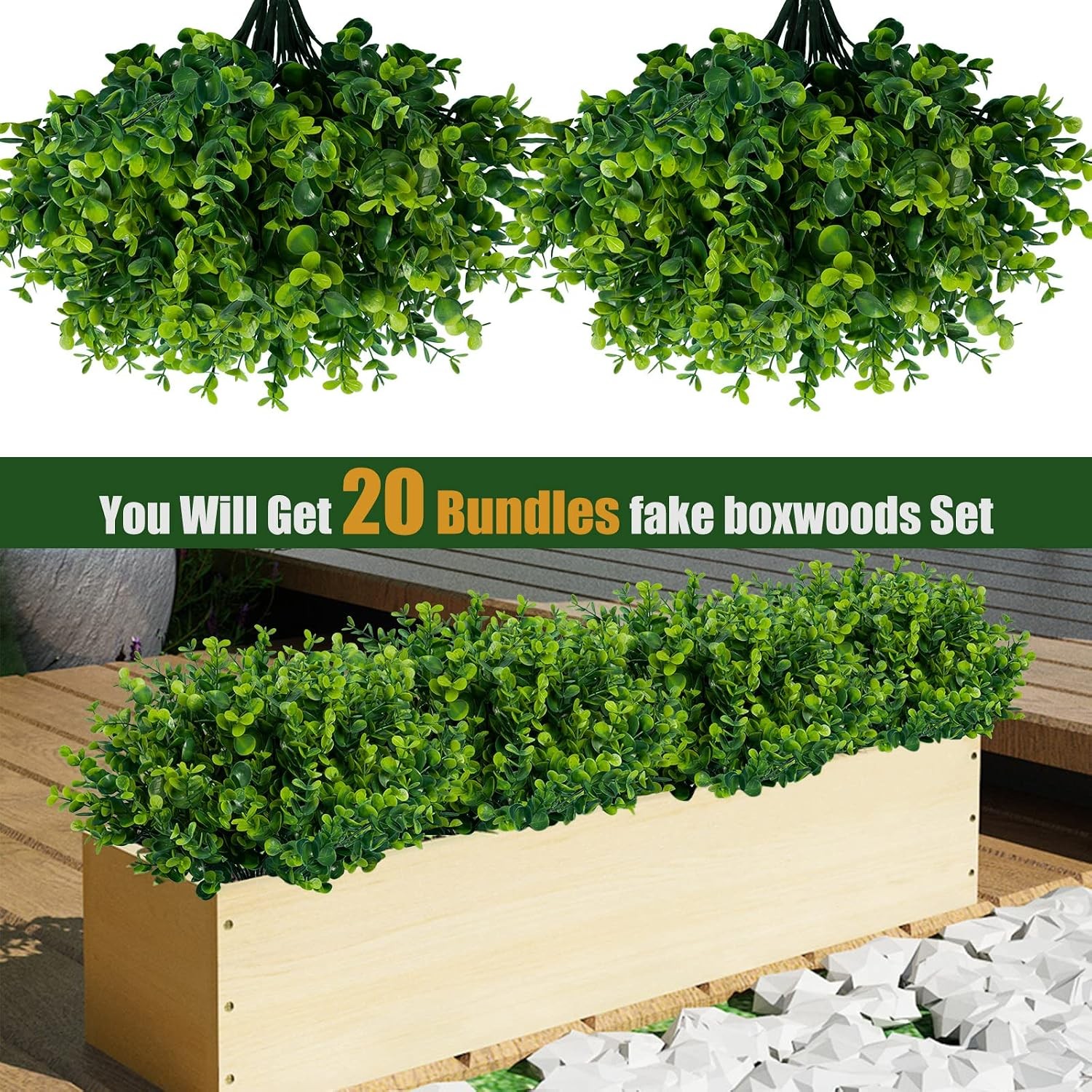Artificial Boxwood Shrubs Fake Plants UV Resistant Outdoor Patio Yard Decor
