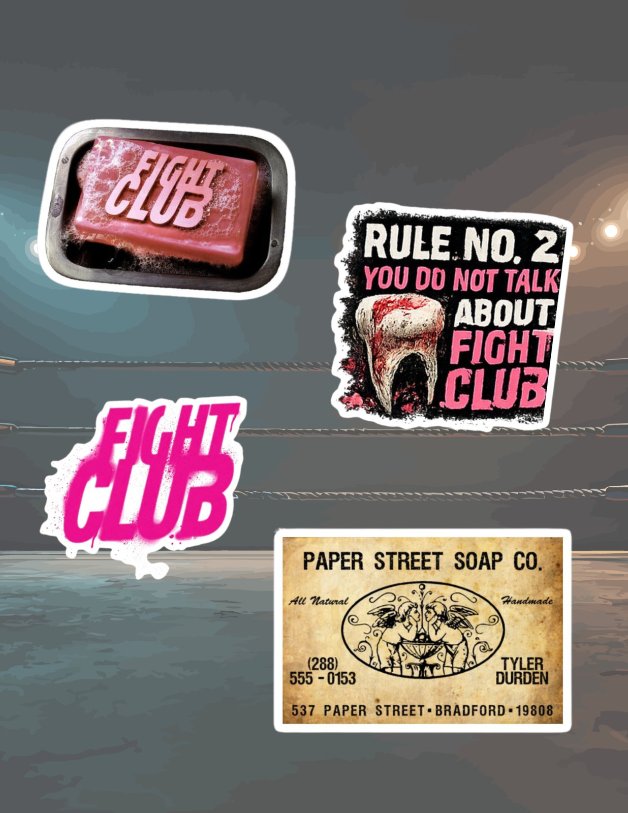Fight Club 90&rsquo;s Movies 4pc Sticker Pack
