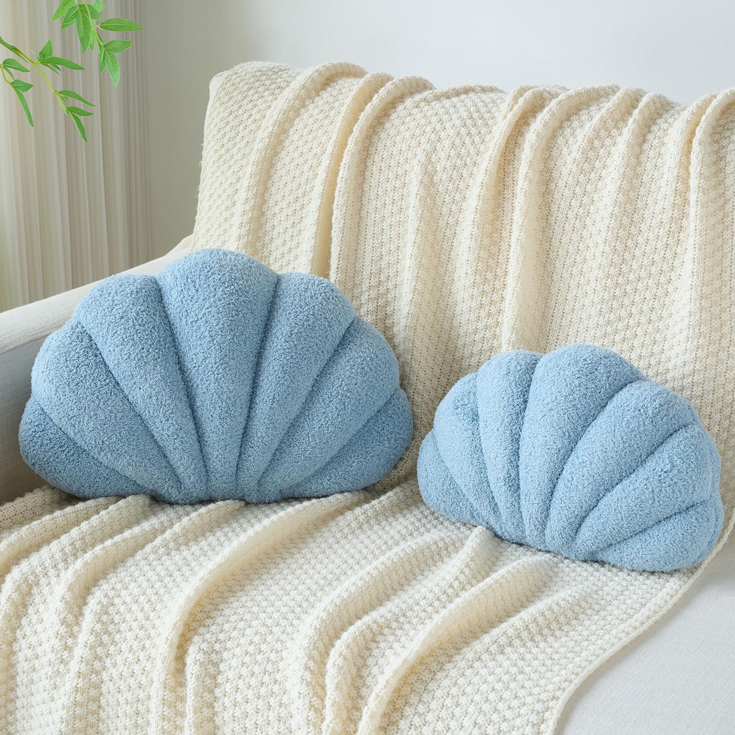 Mepherl Pink Seashell Throw Pillows,13 Inch Shell Shaped Small-13Inch,