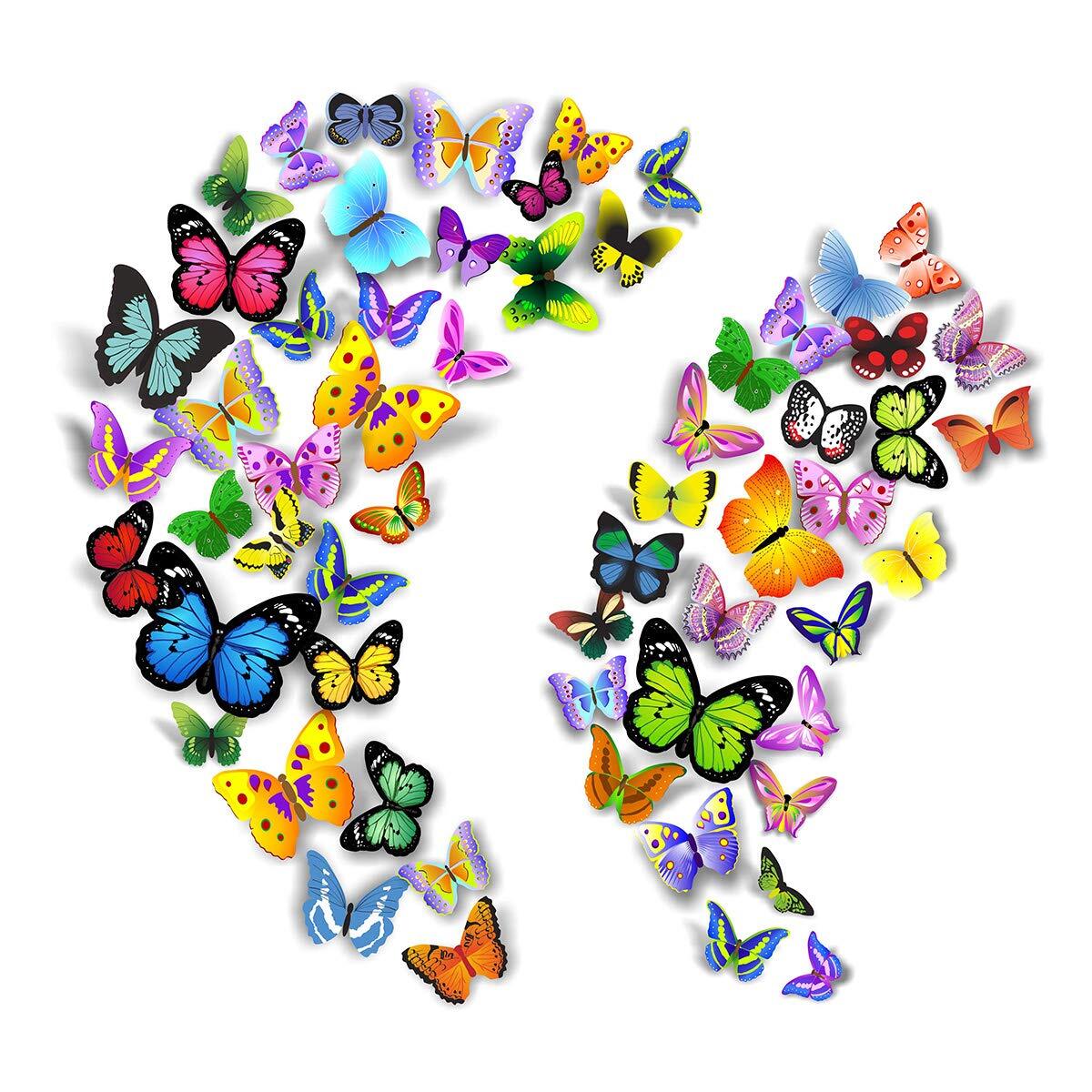 104 Pcs 3D Butterfly Room Wall Decor for Birthday Wedding Party Cake Decor