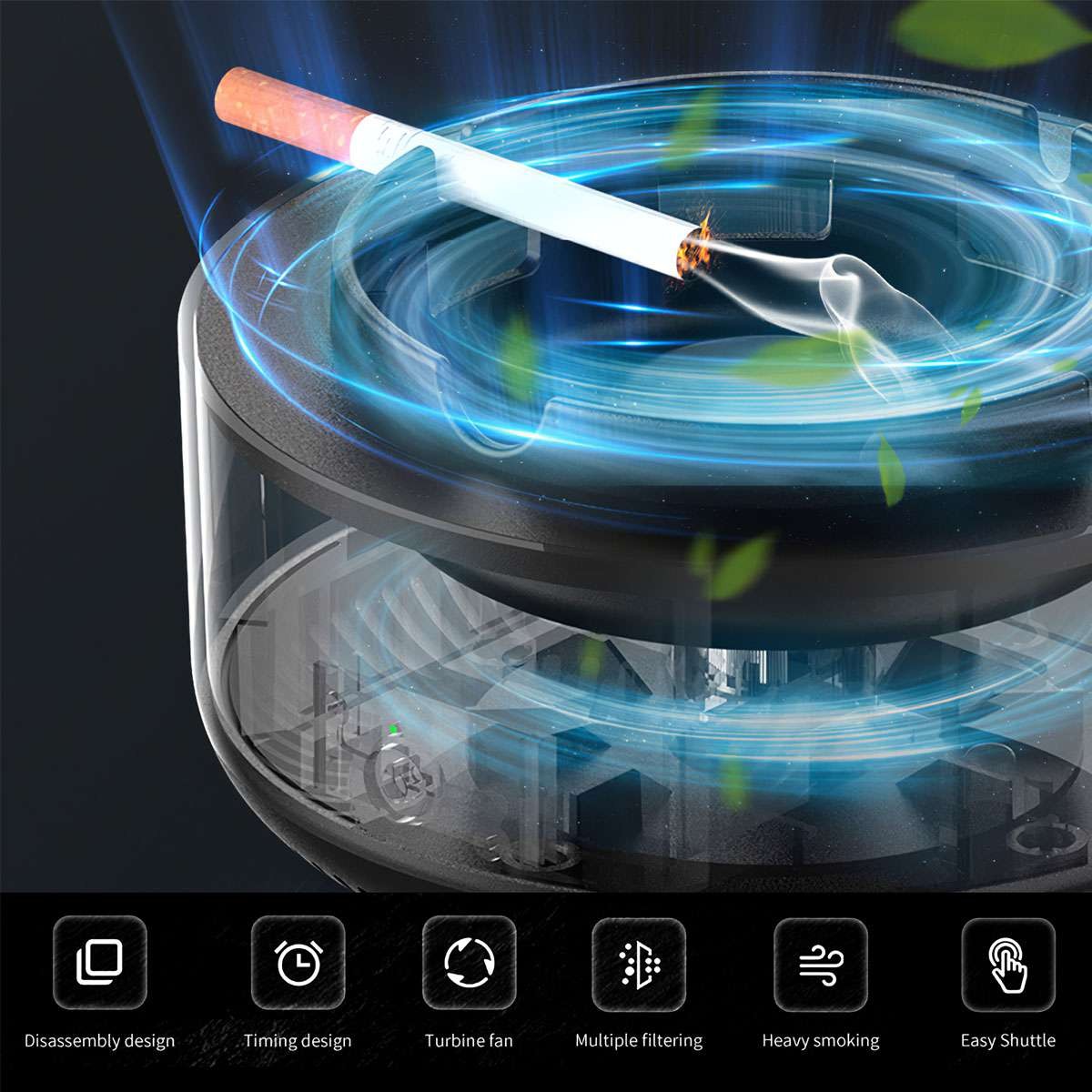 2 in 1 Multifunctional Smokeless Ashtray Purifier Ashtrays with Filter Purifier