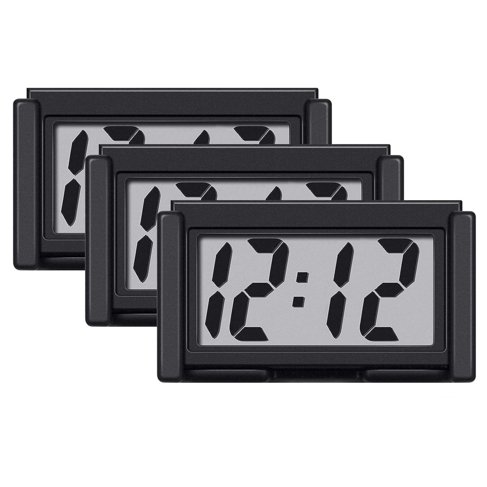3PC Portable Mini Digital Clock Small Adhesive Stick On Battery Operated LCD New