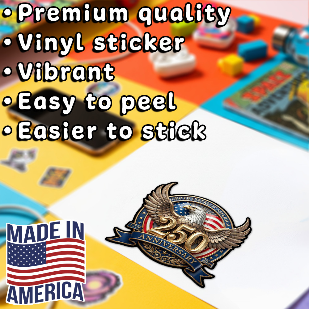 USA 250 Anniversary Bald Eagle Patriotic Vinyl Sticker Decal Car Window (3&Prime;x3&Prime;)