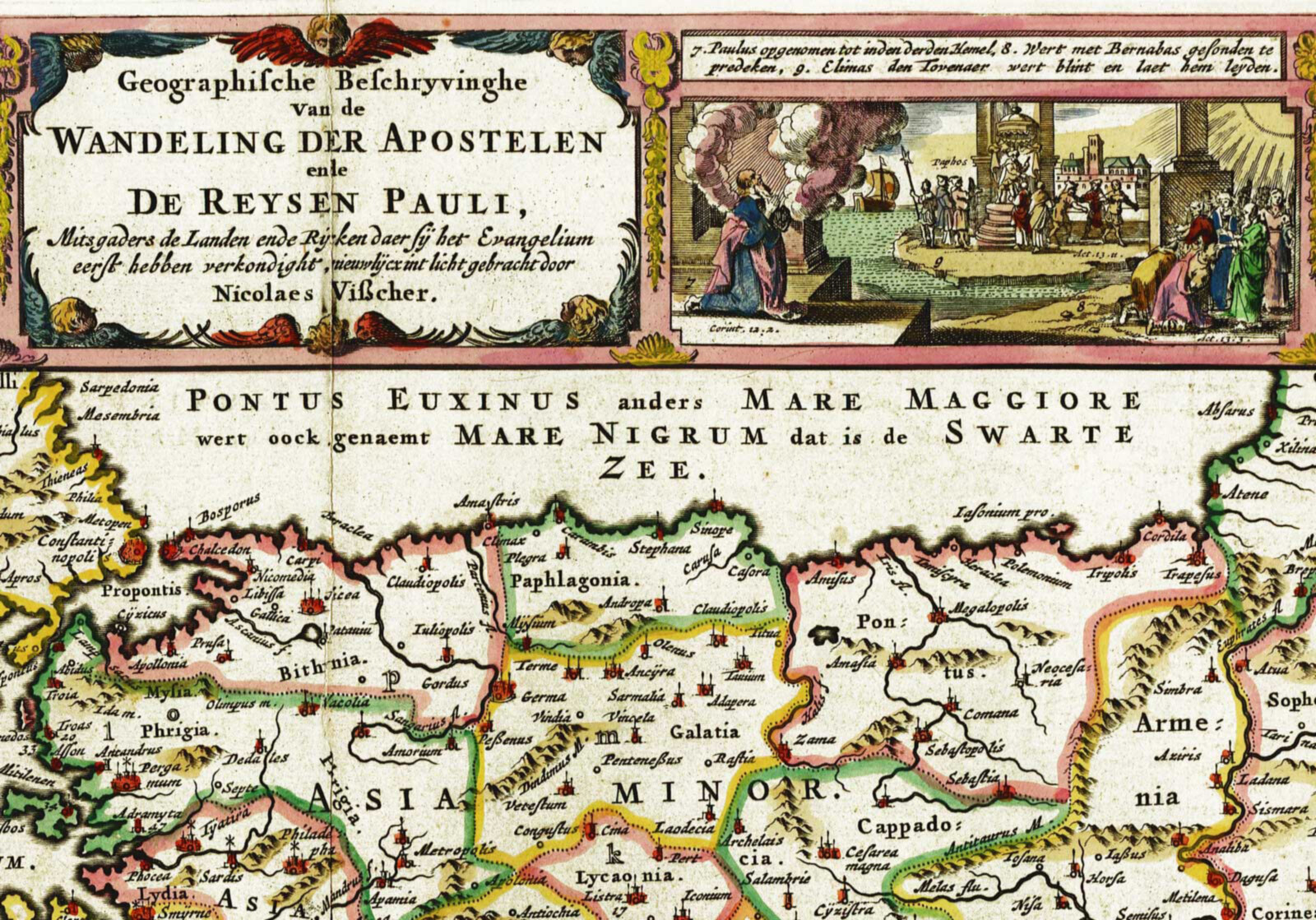 1642 Map Apostle Paul&rsquo;s Journey fr Jerusalem to Rome Christian Religious Poster