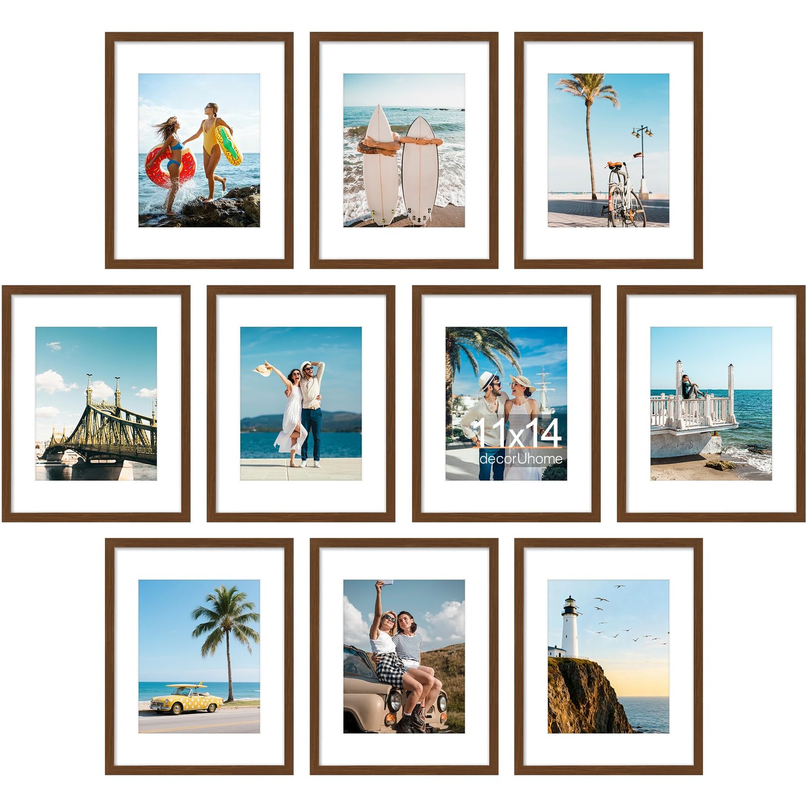 11×14 Picture Frame Set of 10, Display Photos 8×10 with Mat or 11×14 Unmatted…