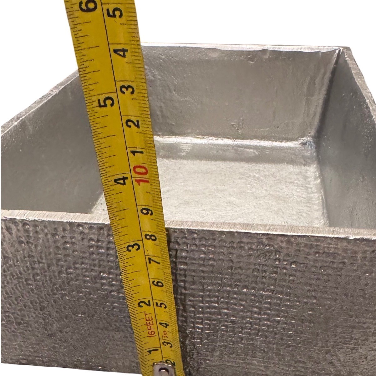 Pendulux Handmade Textured Silver Aluminum Decorative Box Industrial Cast Metal