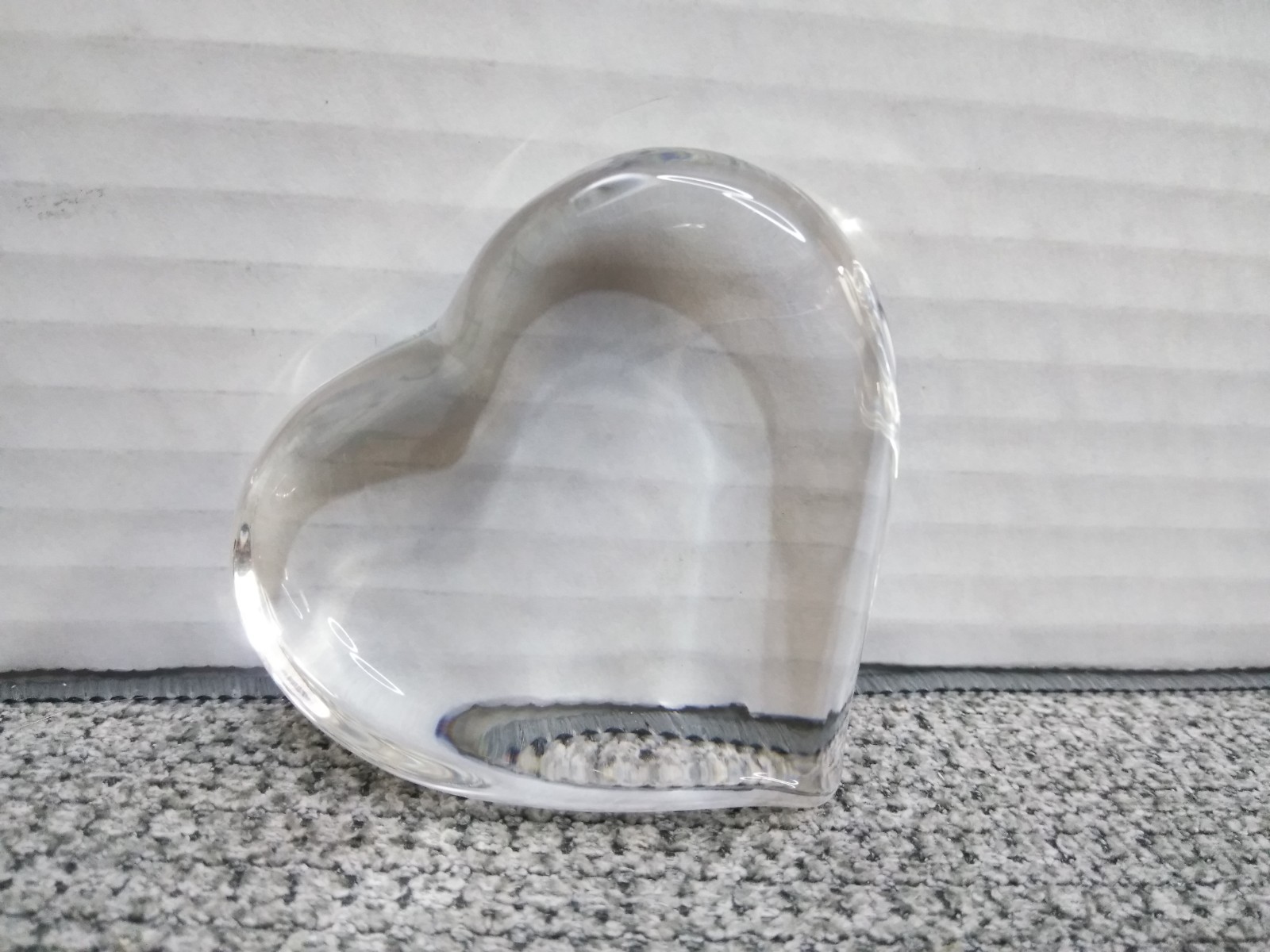 Steuben Crystal HEART SHAPED Clear Art Glass Signed Heavy PAPERWEIGHT