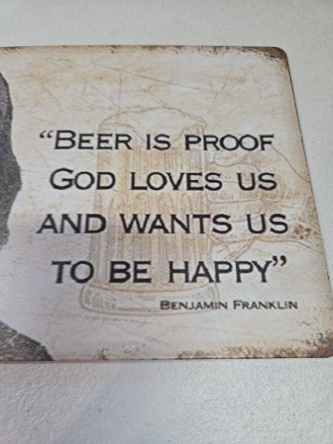 Beer Is Proof God Love Us Rustic-looking Metal Sign 8×12