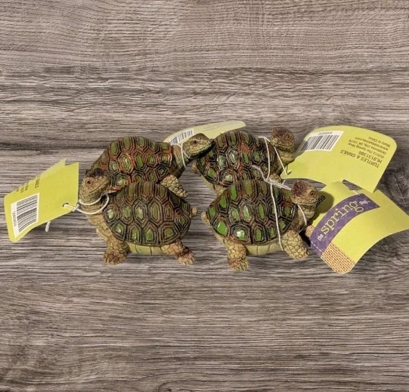 NWT Tortoise Turtle Figurine Resin Hobby Lobby Realistic Fairy Garden Set Of 4