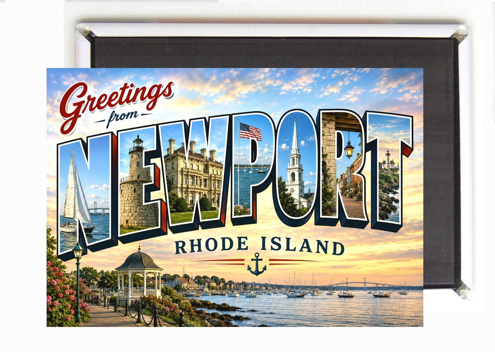 Greetings from Newport Rhode Island FRIDGE MAGNET travel souvenir « style Z »