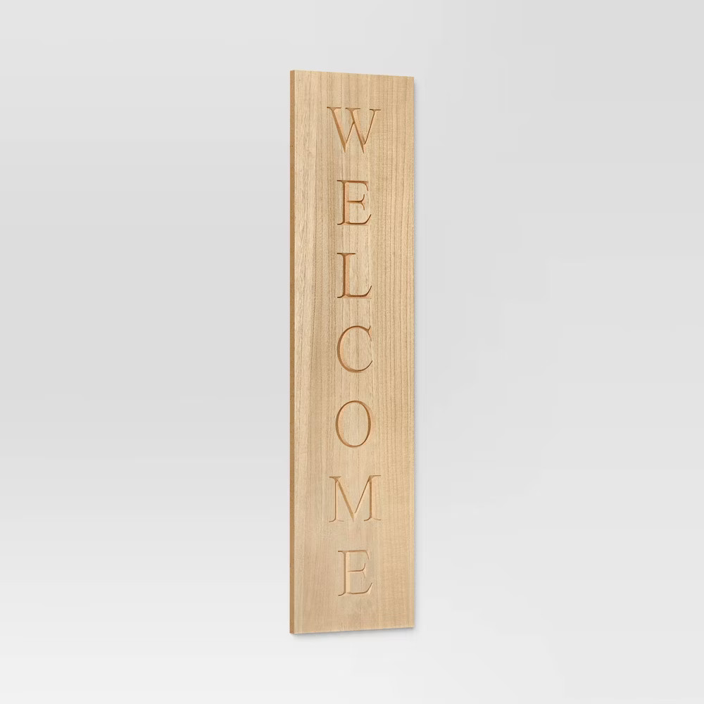 40&Prime;x10&Prime; Reversible Wood Leaner – Threshold: Farmhouse Style MDF Vertical